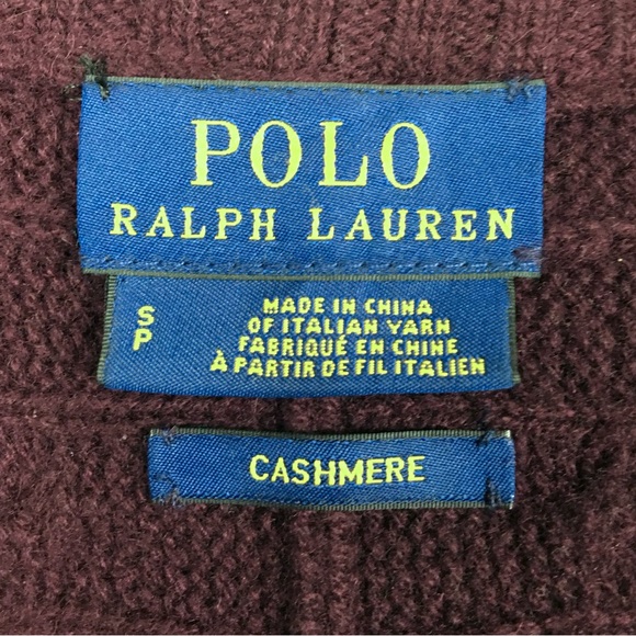 POLO Ralph Lauren 100% Cashmere Open Front Cable Knit Cardigan Sweater Size S - Picture 8 of 10